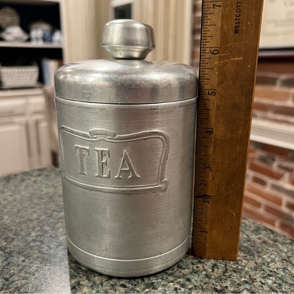 HELLER Hostess Ware Vintage 50s Aluminum Canister Set Tea Coffee Sugar Flour - Picture 7 of 15